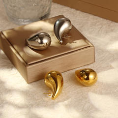 18KG hollow out chunky waterdrop stainless steel earrings collection