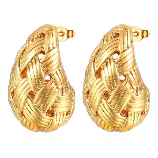 18KG hollow out chunky waterdrop stainless steel earrings collection