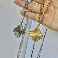 26mm Laser clover pendant stainless steel dainty necklace