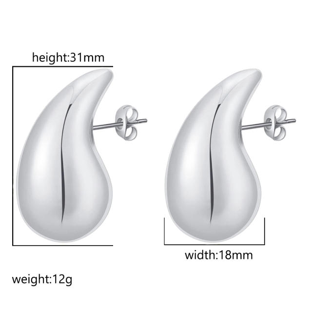 18KG hollow out chunky waterdrop stainless steel earrings collection
