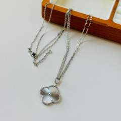 26mm Laser clover pendant stainless steel dainty necklace