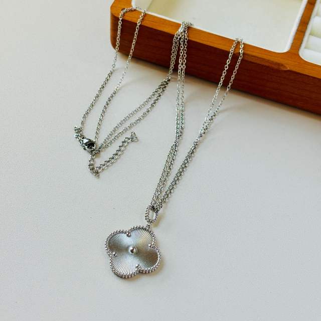26mm Laser clover pendant stainless steel dainty necklace