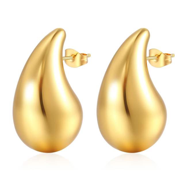 18KG hollow out chunky waterdrop stainless steel earrings collection