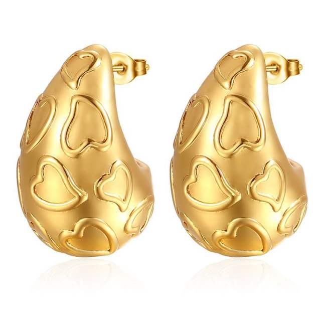 18KG hollow out chunky waterdrop stainless steel earrings collection