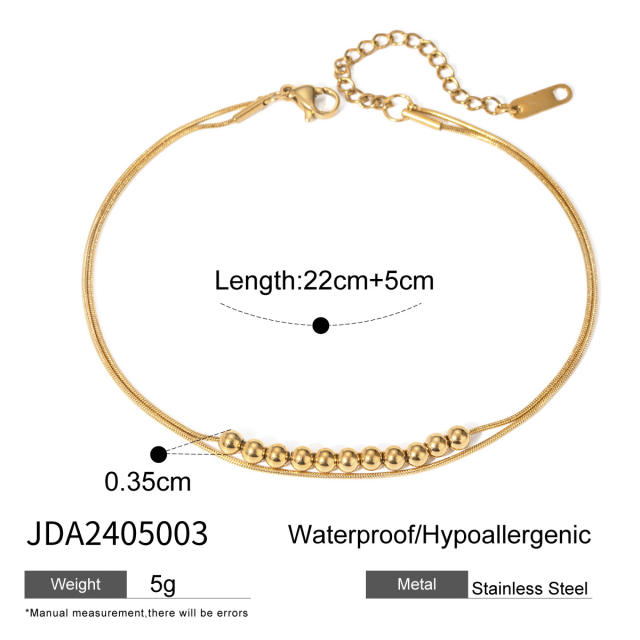 Summer 18KG pearl bead tassel stainless steel anklet