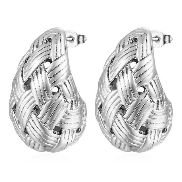18KG hollow out chunky waterdrop stainless steel earrings collection