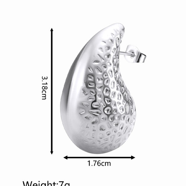 18KG hollow out chunky waterdrop stainless steel earrings collection