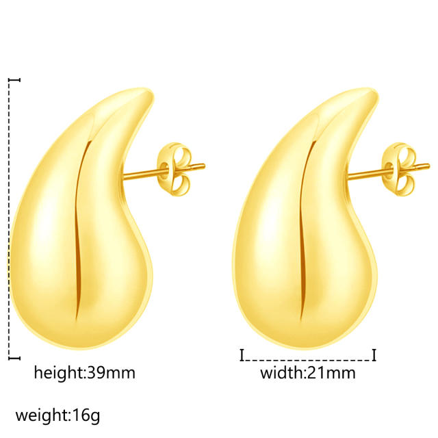 18KG hollow out chunky waterdrop stainless steel earrings collection