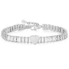 Concise heart symbol tennis chain stainless steel bracelet