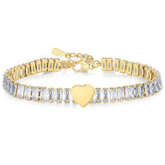 Concise heart symbol tennis chain stainless steel bracelet