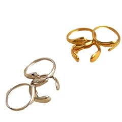 3pcs set chunky waterdrop design stainless steel finger rings