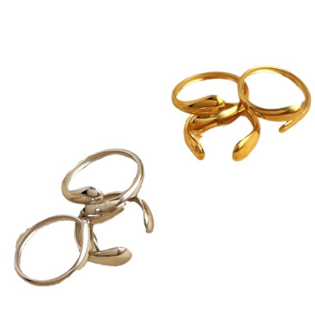 3pcs set chunky waterdrop design stainless steel finger rings