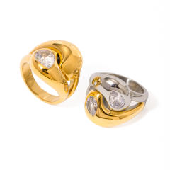 18KG chunky cross drop diamond stainless steel rings rings