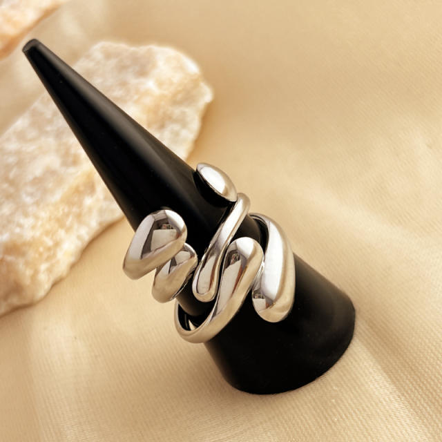 3pcs set chunky waterdrop design stainless steel finger rings