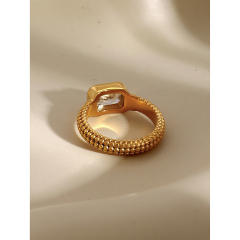 18KG concise cubic zircon diamond stainless steel finger ring