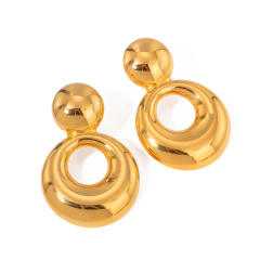 18KG chunky circle dangle stainless steel earrings