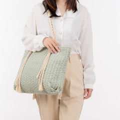 Casual rope tassel canvas beach tote bag