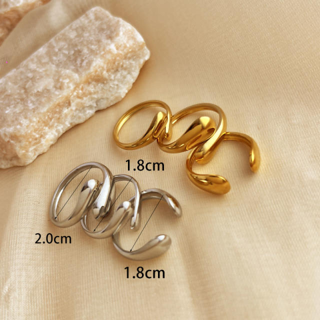3pcs set chunky waterdrop design stainless steel finger rings