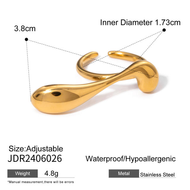 18KG chunky geometric design stainless steel rings