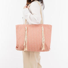 Casual rope tassel canvas beach tote bag