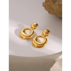 18KG chunky circle dangle stainless steel earrings