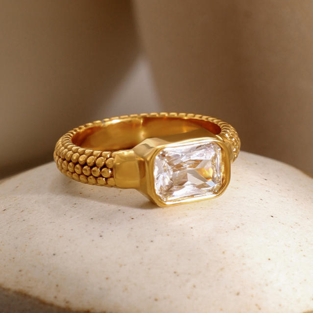18KG concise cubic zircon diamond stainless steel finger ring