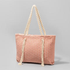 Casual rope tassel canvas beach tote bag