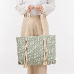 Casual rope tassel canvas beach tote bag