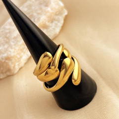 3pcs set chunky waterdrop design stainless steel finger rings