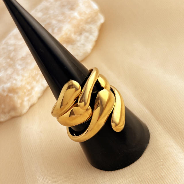 3pcs set chunky waterdrop design stainless steel finger rings