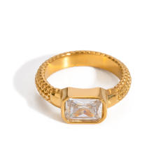 18KG concise cubic zircon diamond stainless steel finger ring