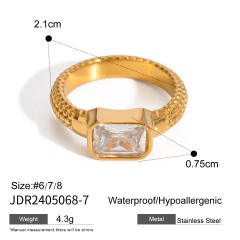 18KG concise cubic zircon diamond stainless steel finger ring