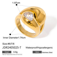 18KG chunky cross drop diamond stainless steel rings rings