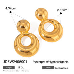 18KG chunky circle dangle stainless steel earrings