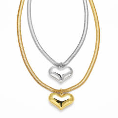 Chunky bubble heart pendant snake chain copper necklace