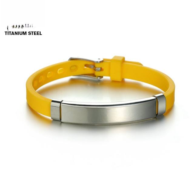 Sweet summer candy color Silica gel bracelet stainless steel bar engrave letter bracelet