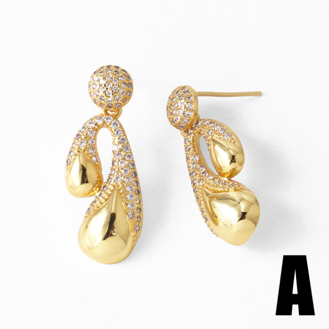 Chunky real gold plated copper drop earrings