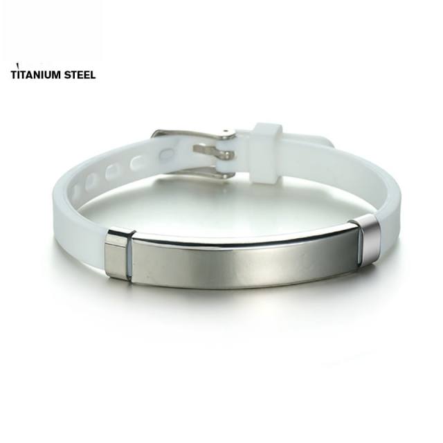 Sweet summer candy color Silica gel bracelet stainless steel bar engrave letter bracelet