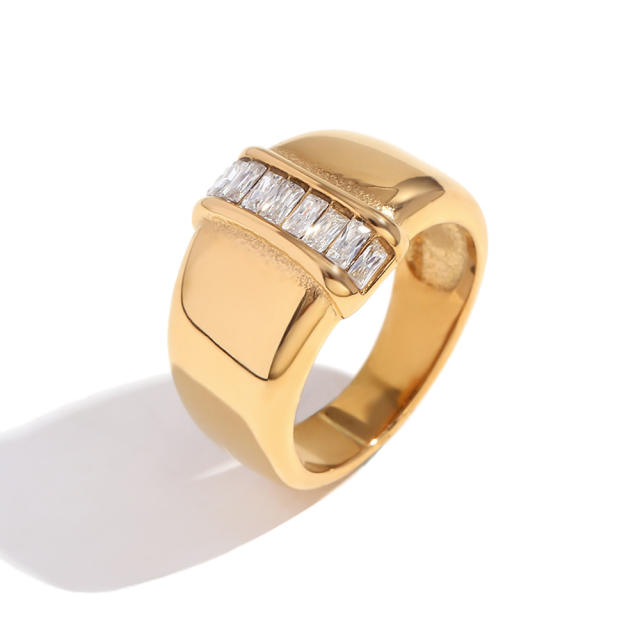 18KG chunky cubic zircon stainless steel rings