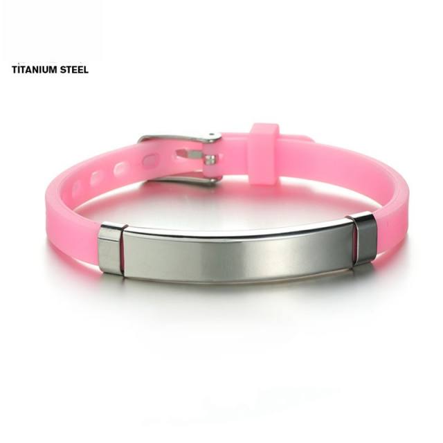 Sweet summer candy color Silica gel bracelet stainless steel bar engrave letter bracelet