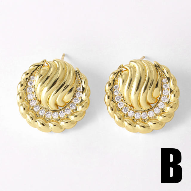 Chunky real gold plated copper geometric earrings
