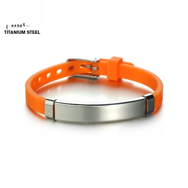 Sweet summer candy color Silica gel bracelet stainless steel bar engrave letter bracelet