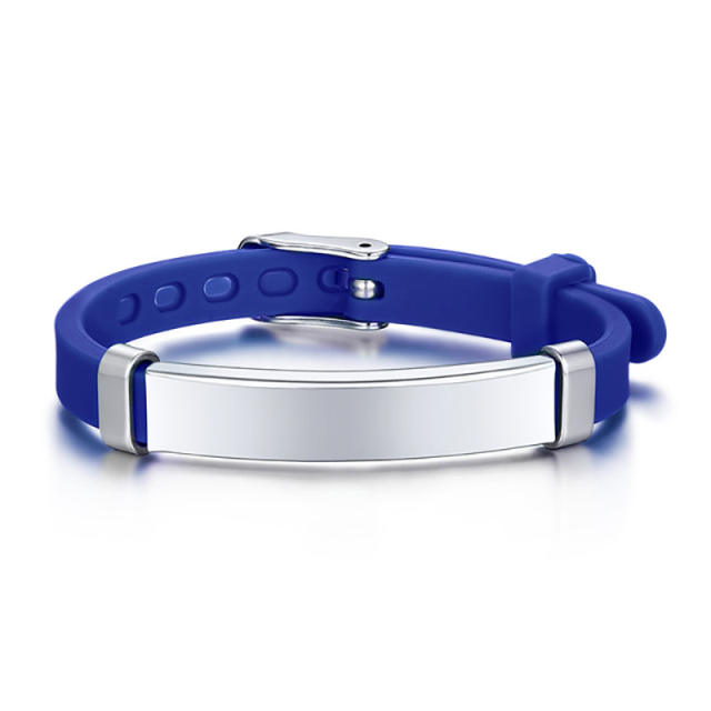 Sweet summer candy color Silica gel bracelet stainless steel bar engrave letter bracelet