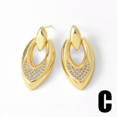Chunky real gold plated copper geometric earrings