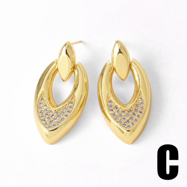 Chunky real gold plated copper geometric earrings