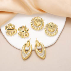 Chunky real gold plated copper geometric earrings
