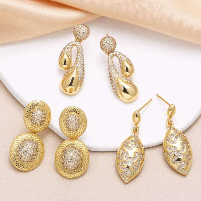 Chunky real gold plated copper drop earrings