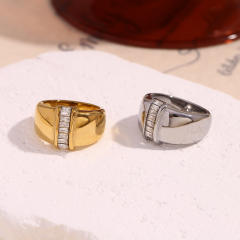 18KG chunky cubic zircon stainless steel rings