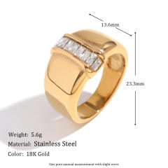 18KG chunky cubic zircon stainless steel rings