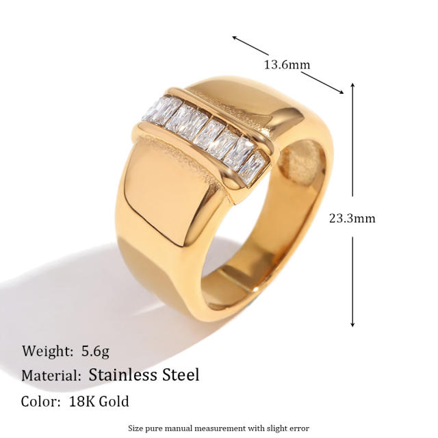 18KG chunky cubic zircon stainless steel rings